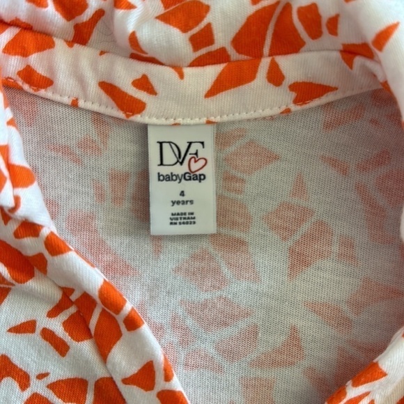 DVF baby gap oranges and white floral print side tie romper in size 4 - Picture 3 of 8